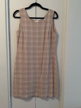 L.L. Bean Pale Pink Plaid Sleeveless Shift Dress